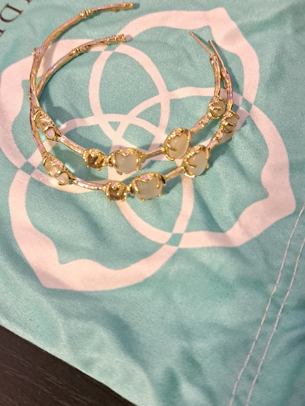 Kendra Scott Hoop Earrings, White Stones -Women Jewelry